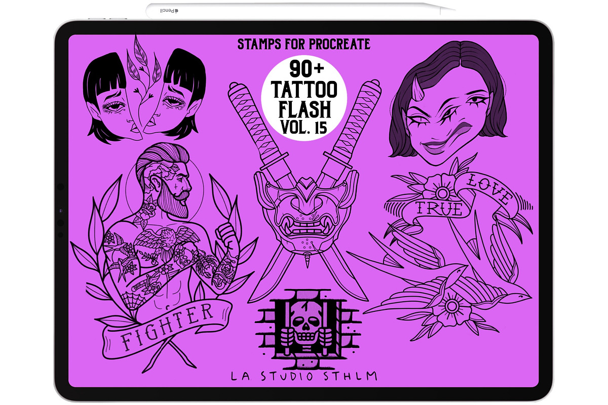 Tattoo Flash Vol. 15 - Stamp Set, a Brush Add-On by LA Studio Sthlm (Photo 2 of 6)