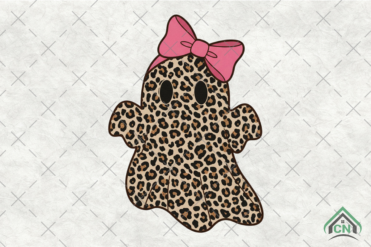 Preppy Ghost Leopard Spooky Coquette, an Illustration by Craft Nest (Photo 1 of 6)