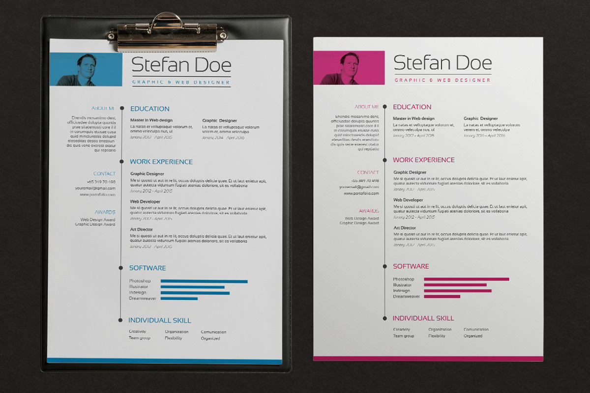5 color Resume  & Cover, a Resume Template by sz81 (Photo 4 of 5)