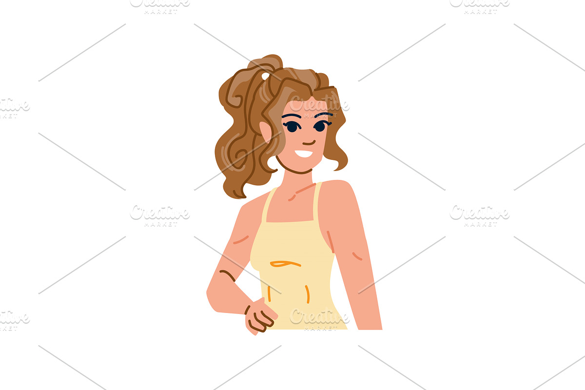 Smiling woman wearing apron, a Person Illustration by pikepicture