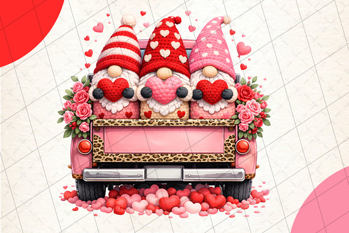 Gnomes Leopard Truck Valentine’s Day, an Illustration by DreamCafeArt (Photo 1 of 8)