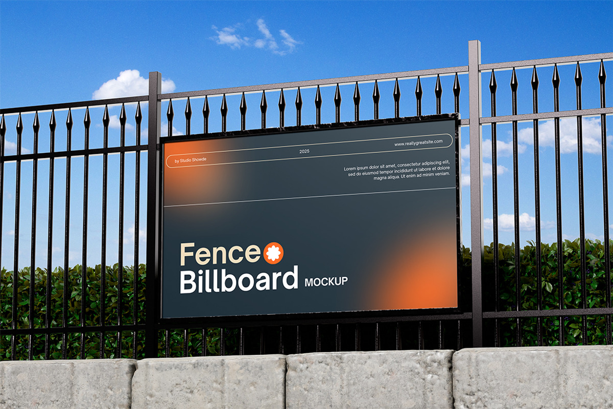 Fence Billboard Mockup, an Advertising Mockup by HanaSaka_Studio (Photo 4 of 5)