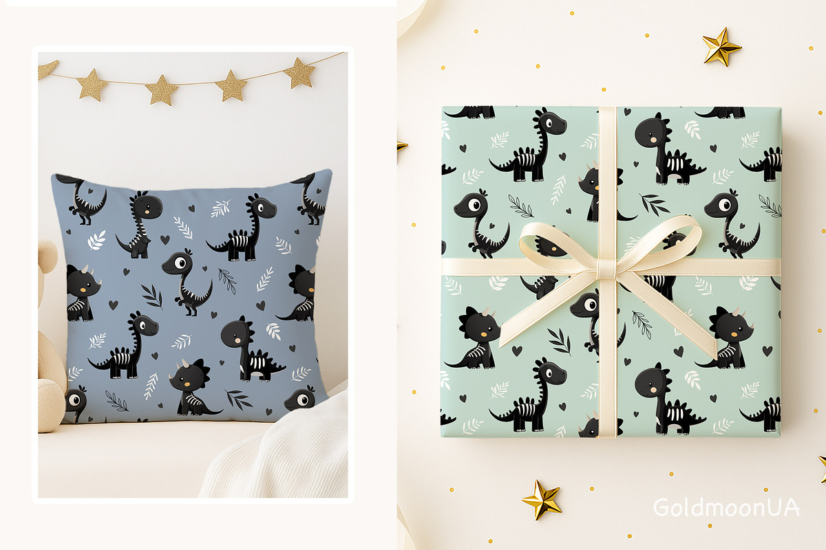 Dino vibes Patterns & Clipart, an Animal Illustration by GoldmoonUA (Photo 4 of 5)