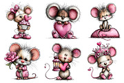 Valentine's Whimsical Mouse Clipart, an Illustration by Dream Creation (Thumbnail 4 of 8)