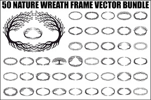 Nature Wreath Frame Vector Bundle, an Illustration by jahid234