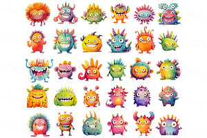 Funny Cartoon Monsters Stickers