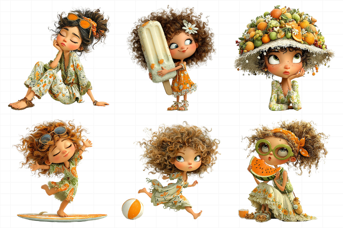 Summer Funny Girls Clipart, an Illustration by Daily.Designs (Photo 2 of 6)