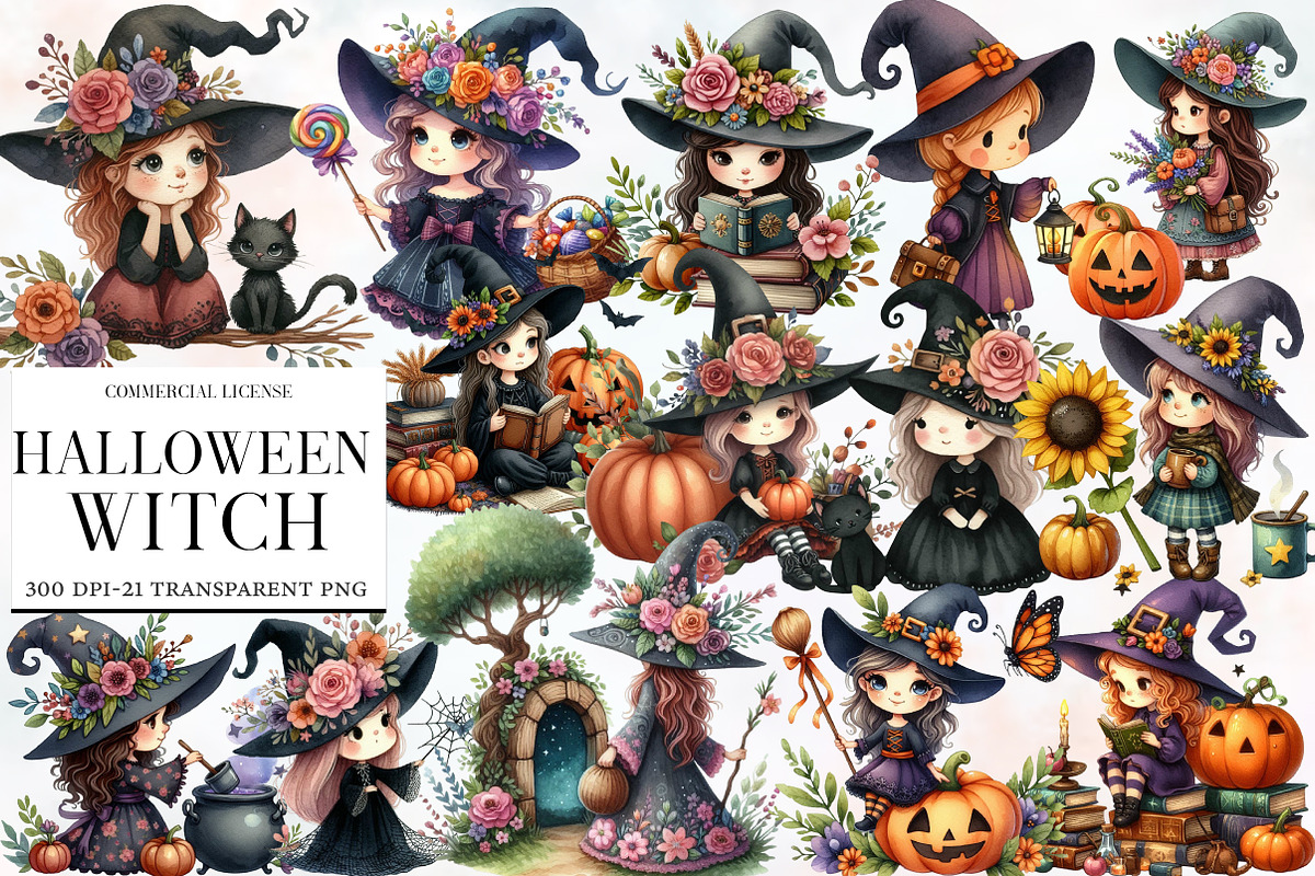 Halloween Witch clipart, an Illustration by Designworld (Photo 1 of 6)