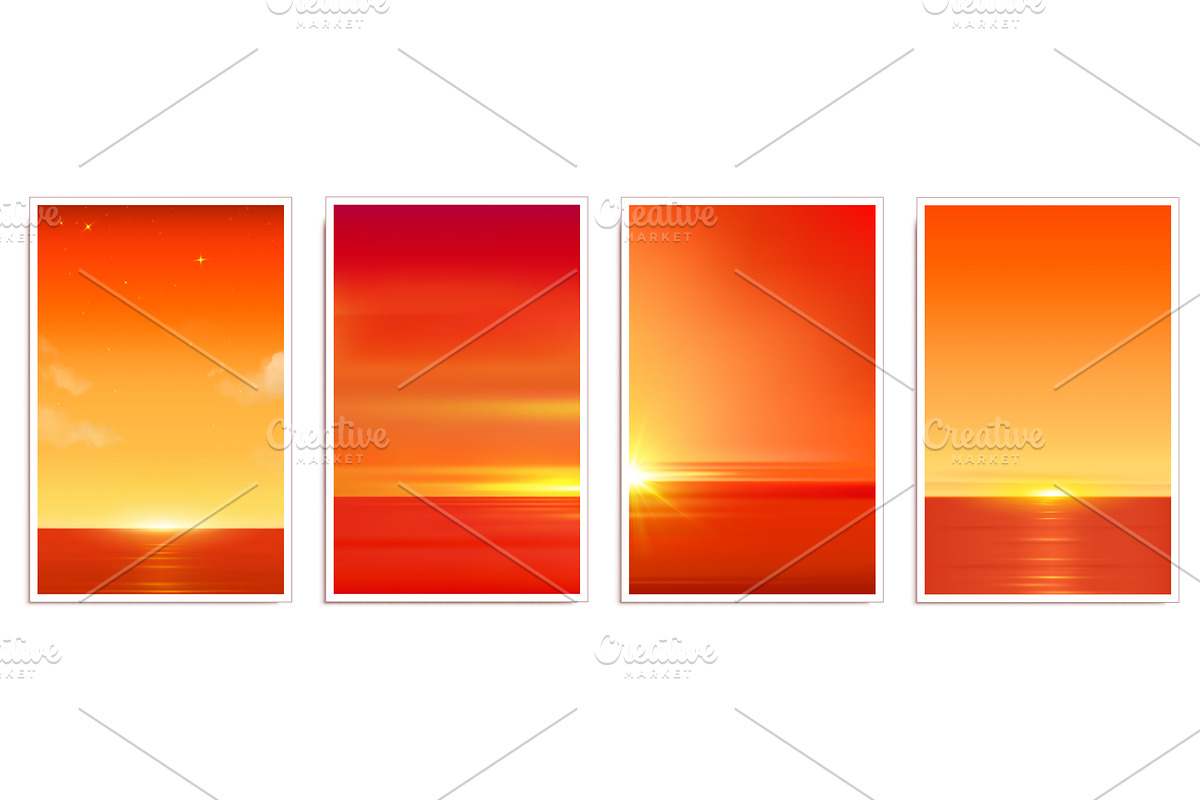 Warm summer beach sunset gradient, an Illustration by art PVP - market