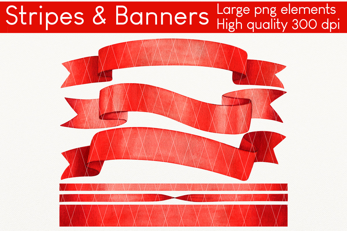 Red watercolor Bows Stripes Ribbons, an Object Graphic by KarinkaBU (Photo 2 of 5)