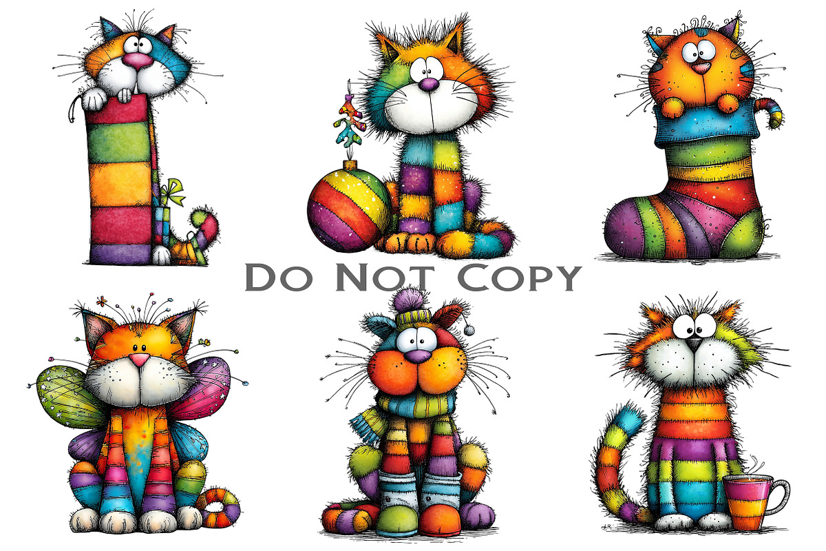 Rainbow Christmas Cat Clipart, an Illustration by Craft Nest (Photo 3 of 9)