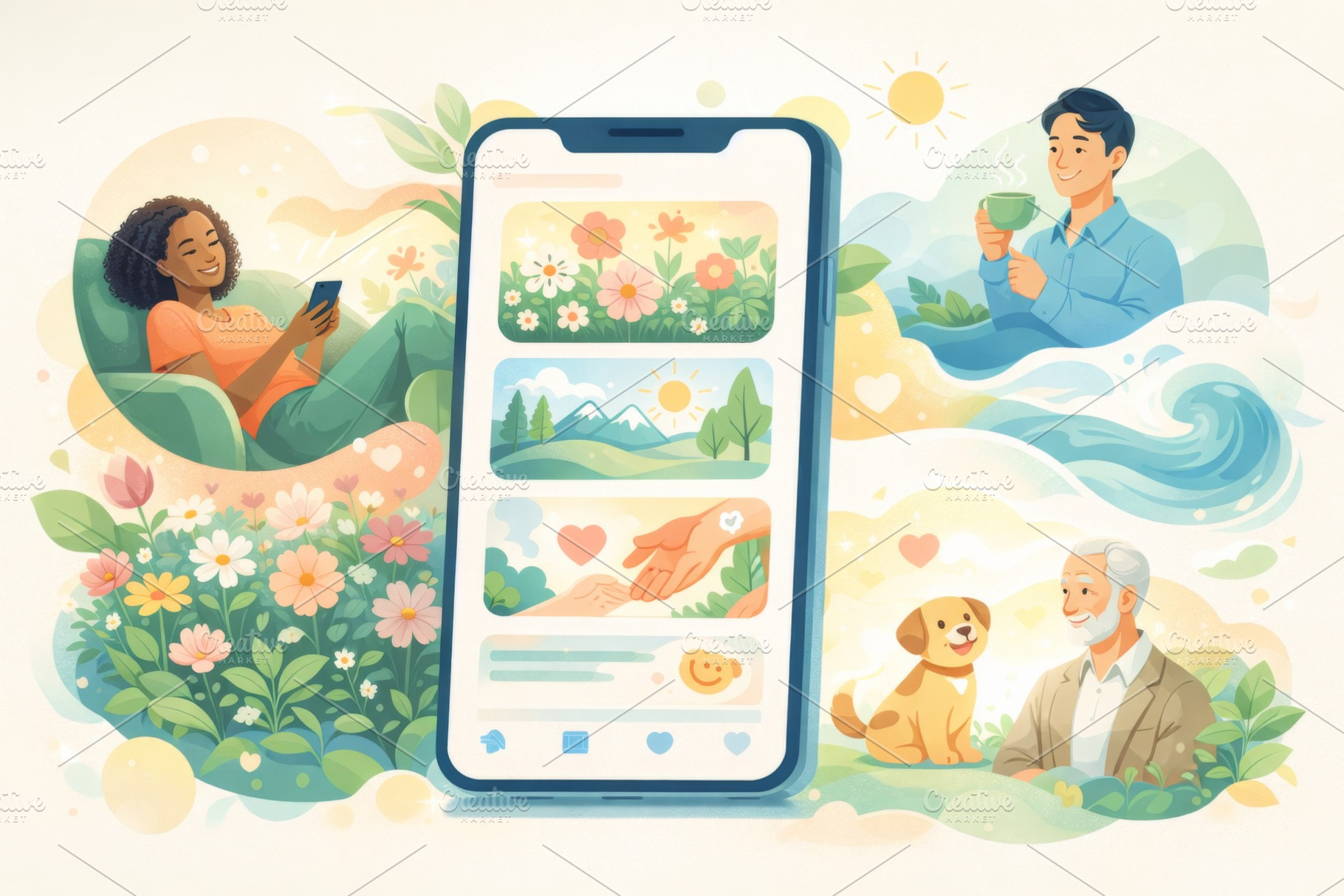 Bloomscrolling positive feed concept, a Photo by Dvoevnore photos