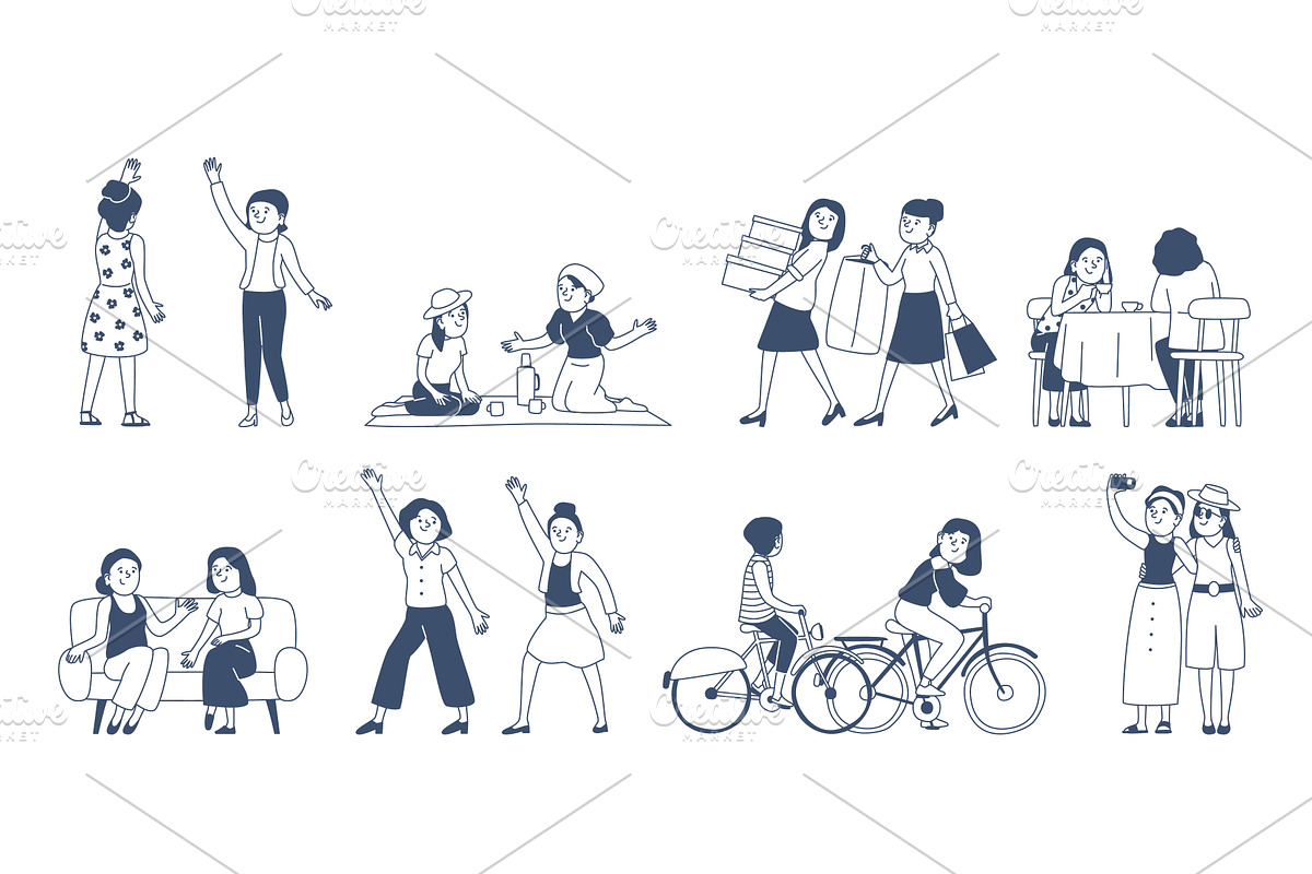 Female friendship. Girls spend time, a Sport Illustration by LadadikArt