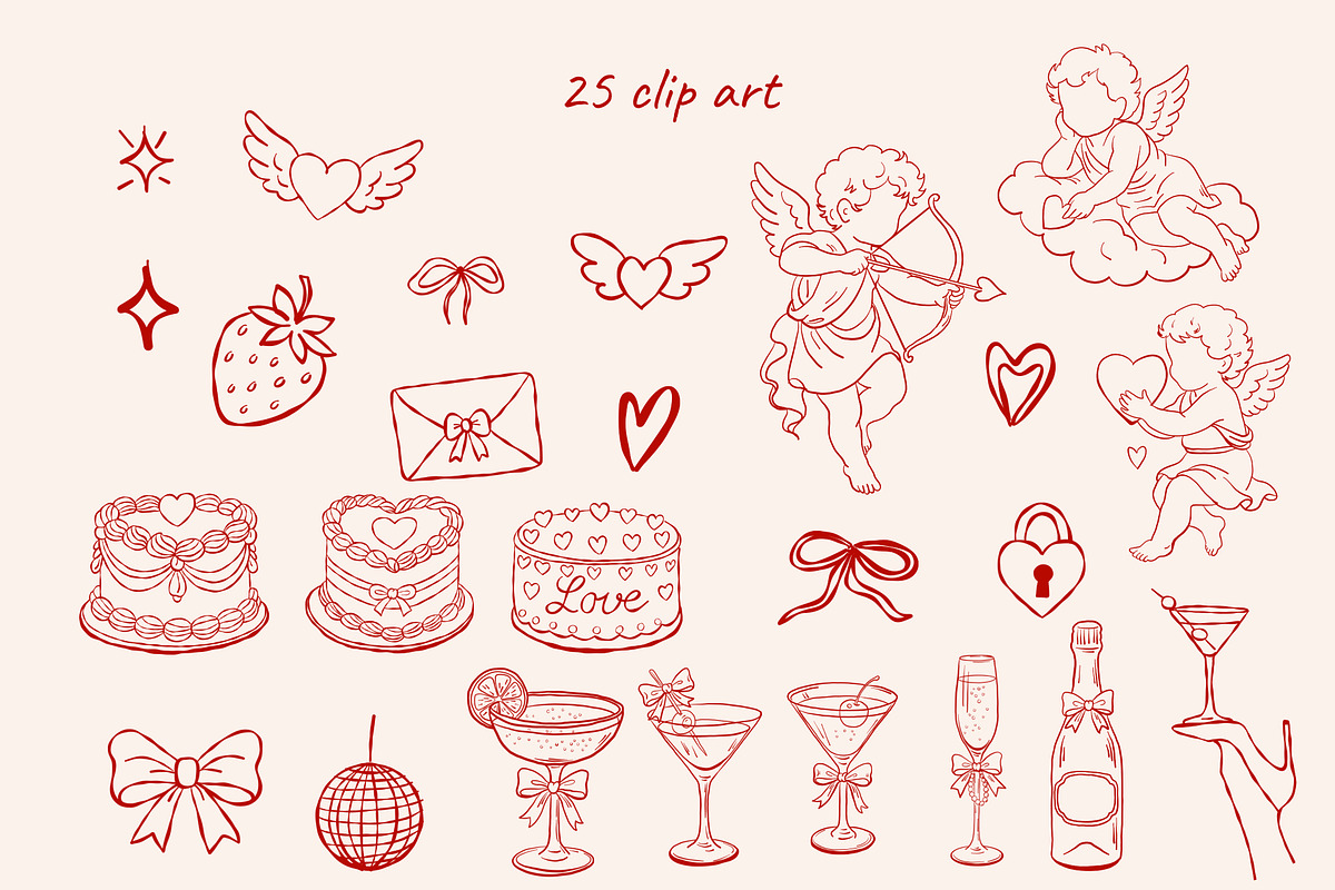 Whimsical bachelorette valentine day, a Decorative Illustration by Bielousova Art (Photo 2 of 8)