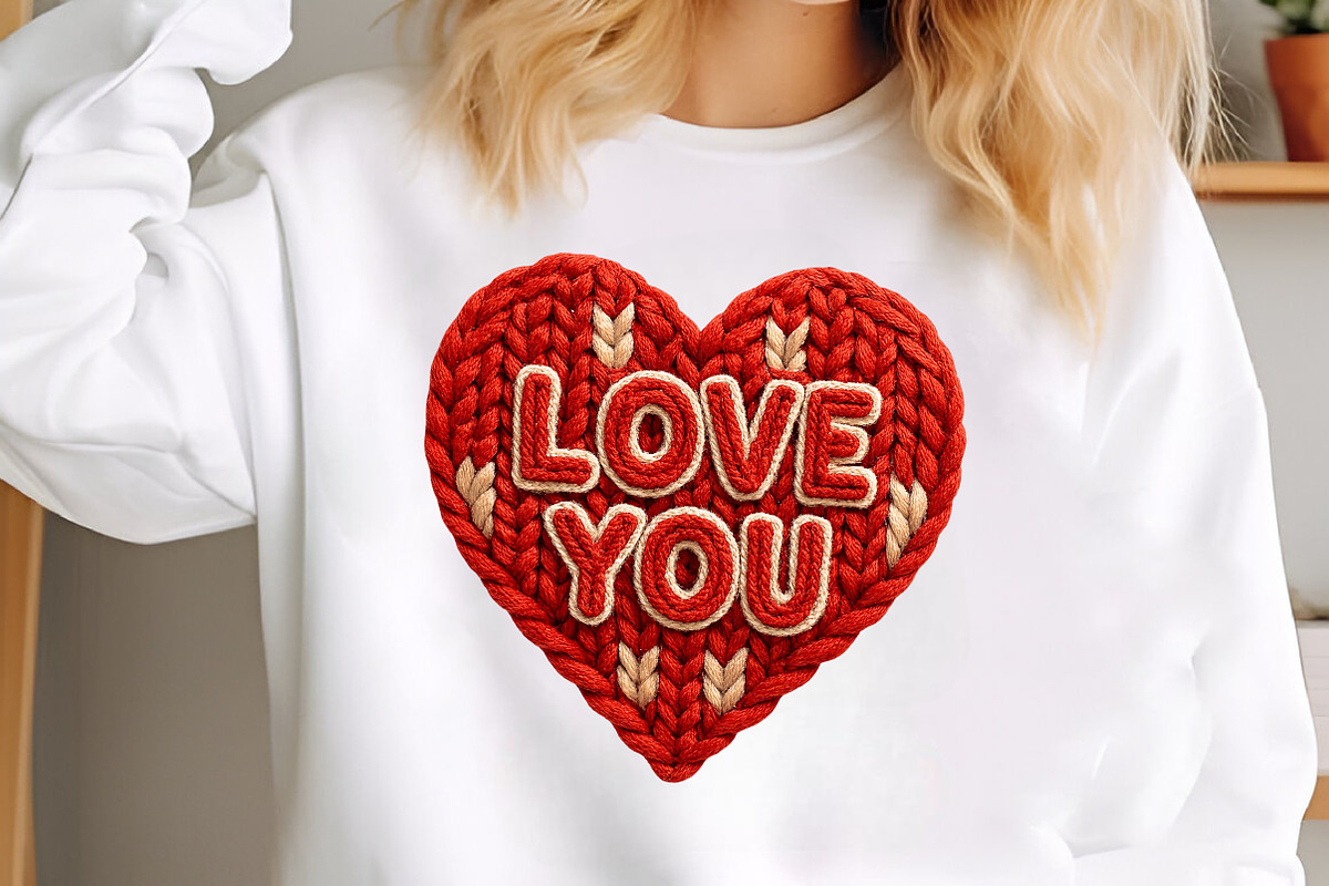 Knitted LOVE YOU Heart Valentine PNG, an Illustration by Craft Nest (Photo 3 of 5)