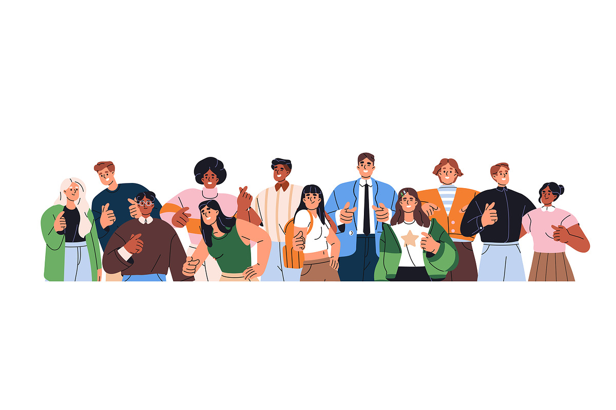 Happy people point at you set, a Person Illustration by PaperTrident (Photo 12 of 12)