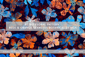 Blue & Orange Floral Pattern