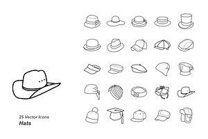 Hats Outlines Vector Icons