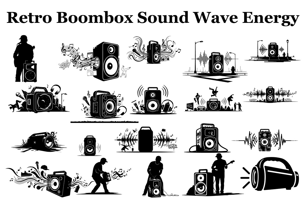 Retro Boombox Sound Wave Energy, a Graphic by hafijul (Photo 1 of 10)