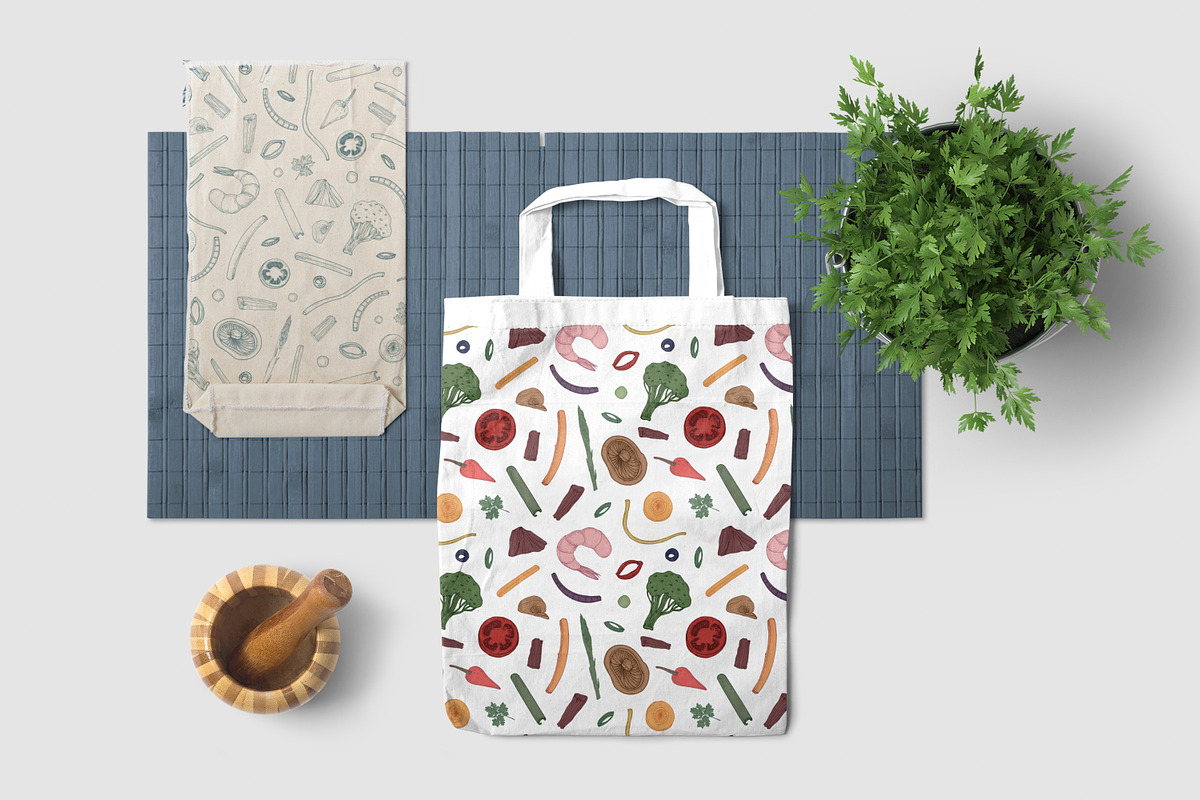 Wok food cards, seamless patterns, a Food Illustration by Good Studio (Photo 10 of 13)