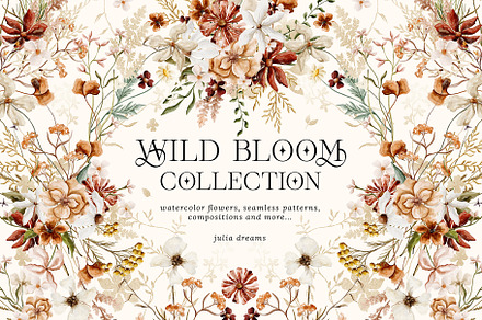 Wild Bloom Watercolor Collection, an Illustration by Julia Dreams