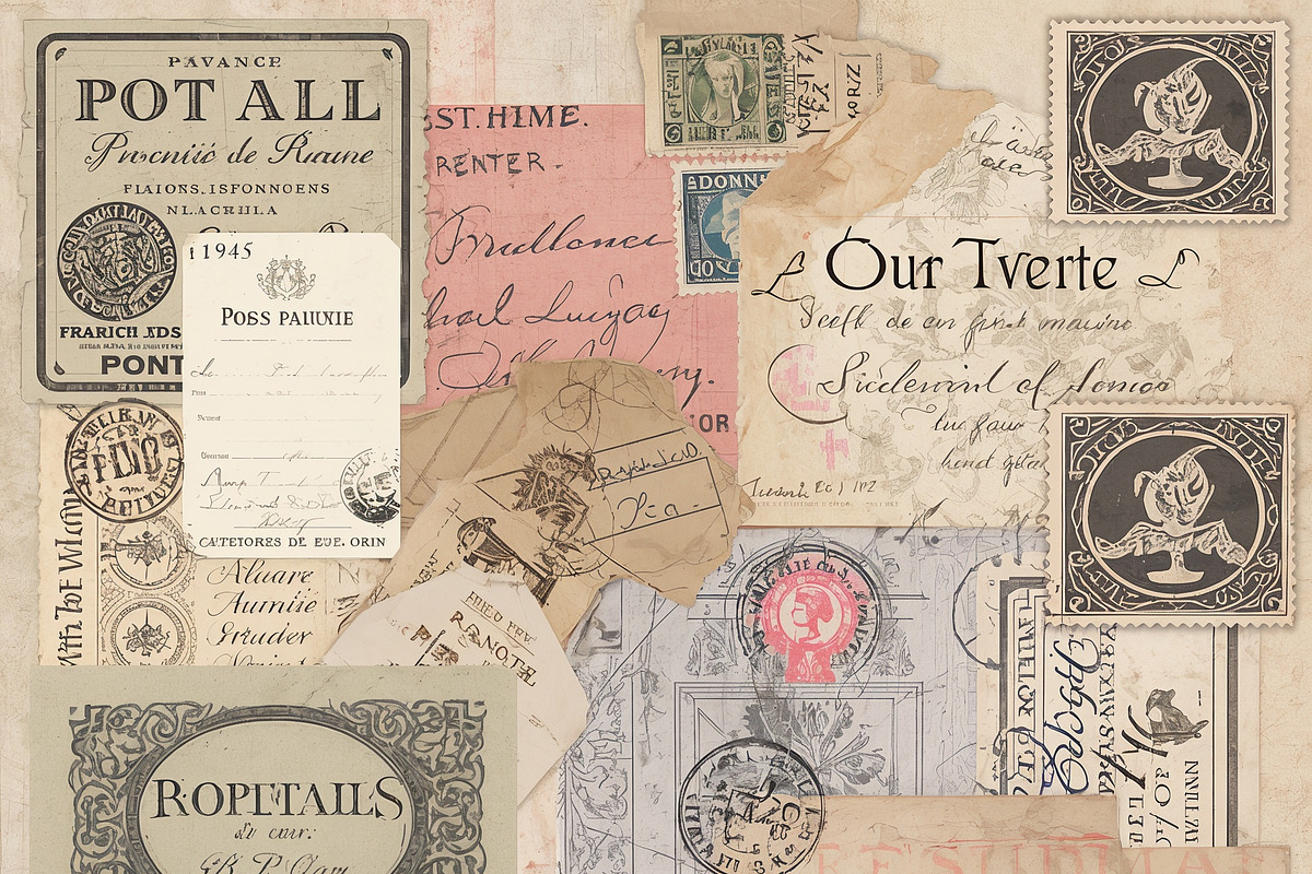 French Vintage Ephemera Junk, a Background Graphic by Printable Treasure (Photo 4 of 4)