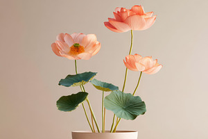Flowers in a beige ceramic pot, a Nature Photo by AlyaAnd