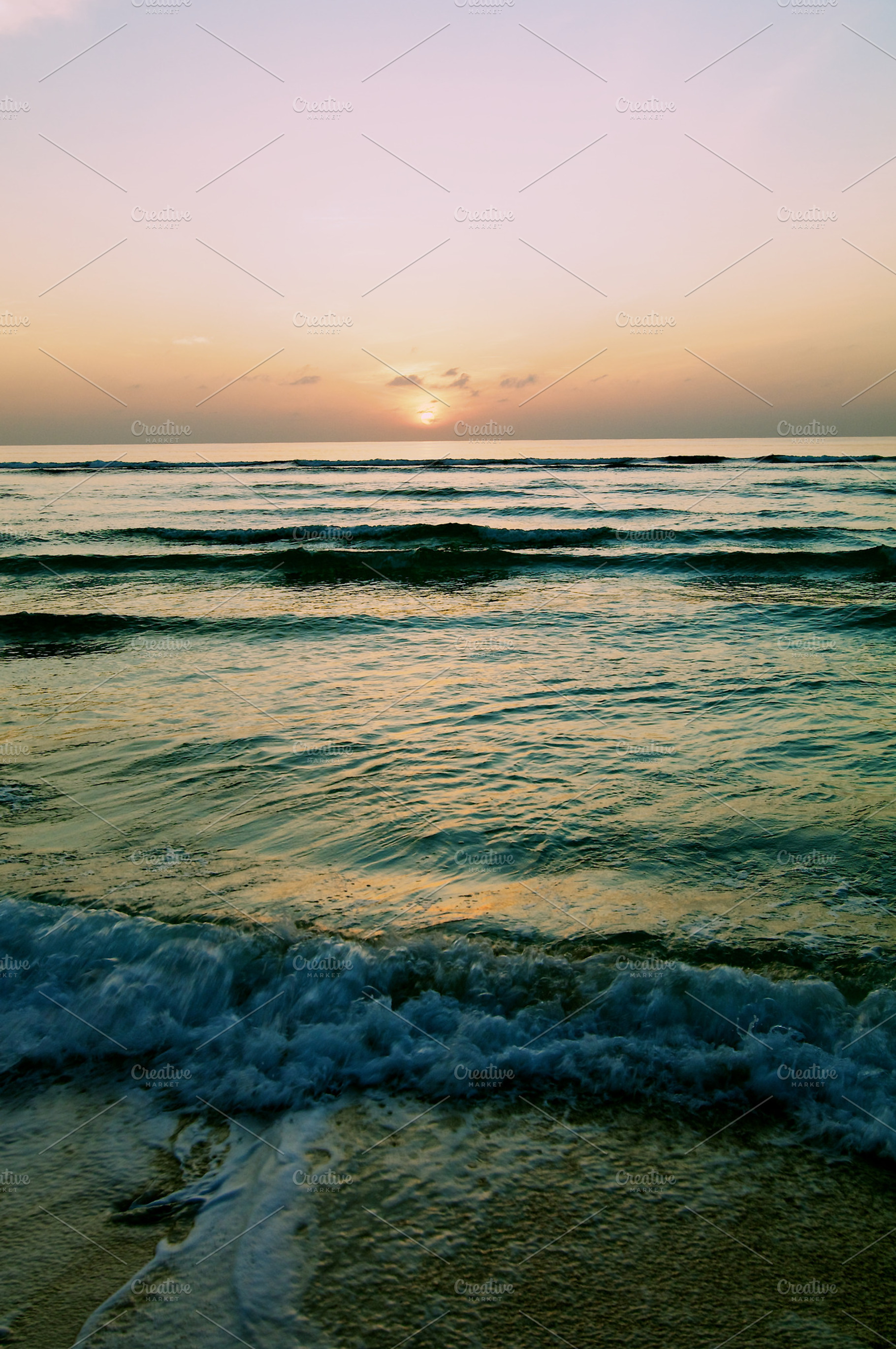 Ocean sunset featuring sunset, beach, and sea, a Nature Photo by zhekos