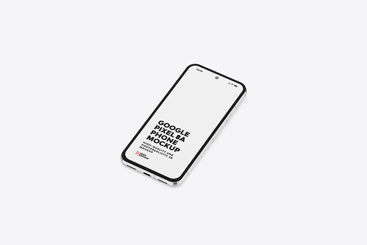 Google Pixel 8A Phone Mockup, an Android Mockup by UnicDesign (Photo 6 of 15)