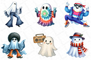 Funny Retro Halloween Ghost Clipart, an Illustration by DreamPrint404 (Thumbnail 4 of 6)