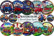 4th of July Truck Clipart, a Seasonal Illustration by Rose Art (Thumbnail 1 of 4)