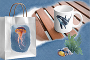 Underwater world watercolor collecti, an Animal Illustration by IrynaPanashii (Thumbnail 8 of 16)