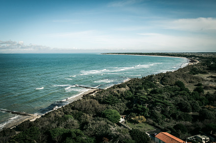 Coastline and seascape view from the Whale lighthouse, in Re isl, a Nature Photo by GoodGoods