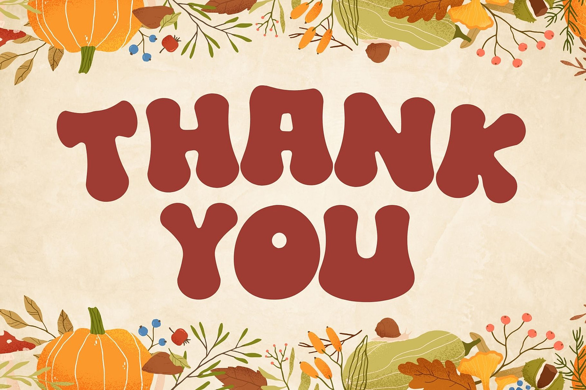 Thanksgiving is a retro Groovy font, a Handwritten Font by Brown Cupple (Photo 8 of 8)