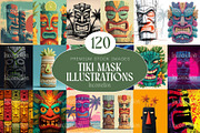 120 Tropical Tiki Mask Illustrations, a Decorative Illustration by Incomelion (Thumbnail 1 of 20)
