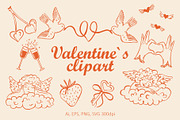 Valentine's Clipart: cupids & heart, a Seasonal Illustration by Elliko shop (Thumbnail 1 of 7)