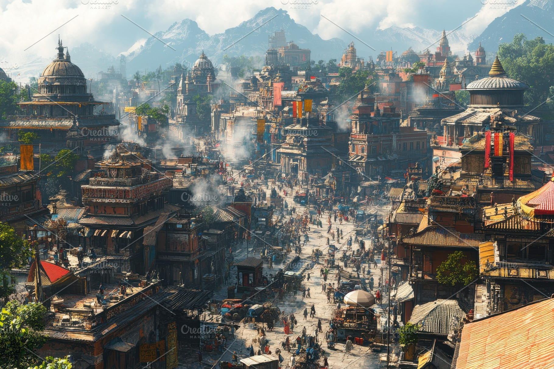 Bustling Asian Cityscape Majestic Mo, a Background Photo by Pixeness Studio