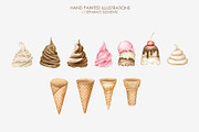 Watercolor Ice cream clipart, a Food Illustration by AquarelleSpace (Thumbnail 4 of 5)
