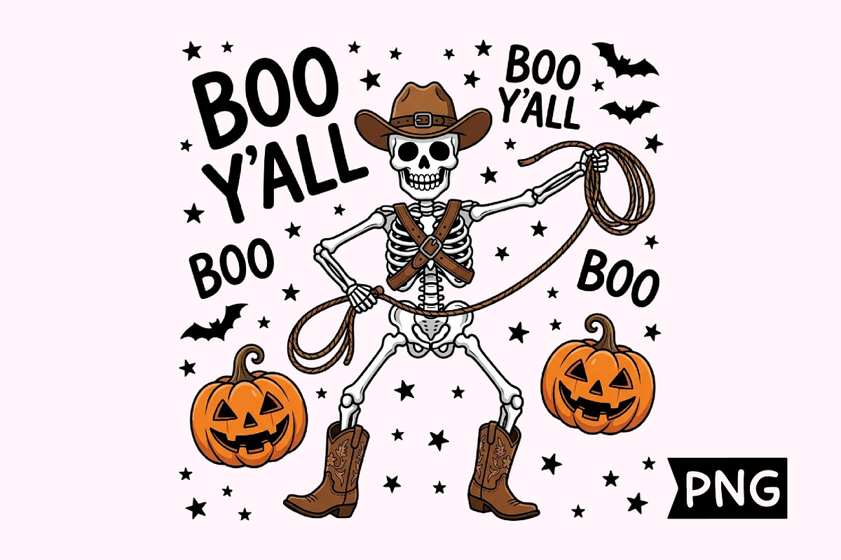 Cute Lasso Skeleton Pumpkin Design, a Seasonal Illustration by Creative Art (Photo 1 of 3)