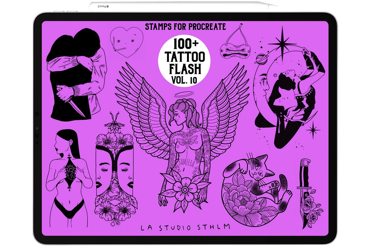 BUNDLE 2 - Tattoo Flash - Stamp Sets, a Brush Add-On by LA Studio Sthlm (Photo 8 of 17)