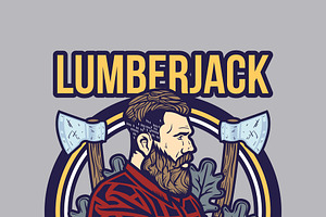 Set Of Vintage Lumberjack Emblems