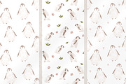 Cute penguins clipart and 3 patterns, an Animal Illustration by Leksart (Thumbnail 5 of 12)