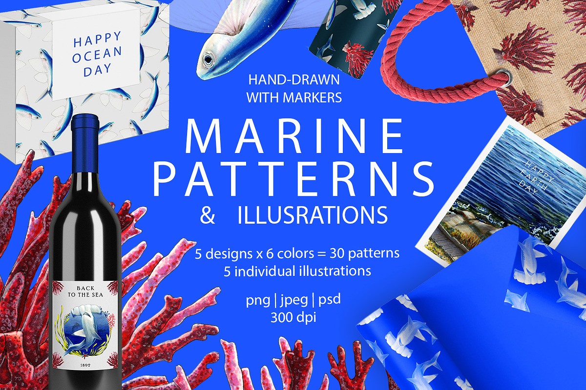 Ocean set, a Pattern Graphic by ⚞ Kind Illustration ⚟ (Photo 1 of 16)