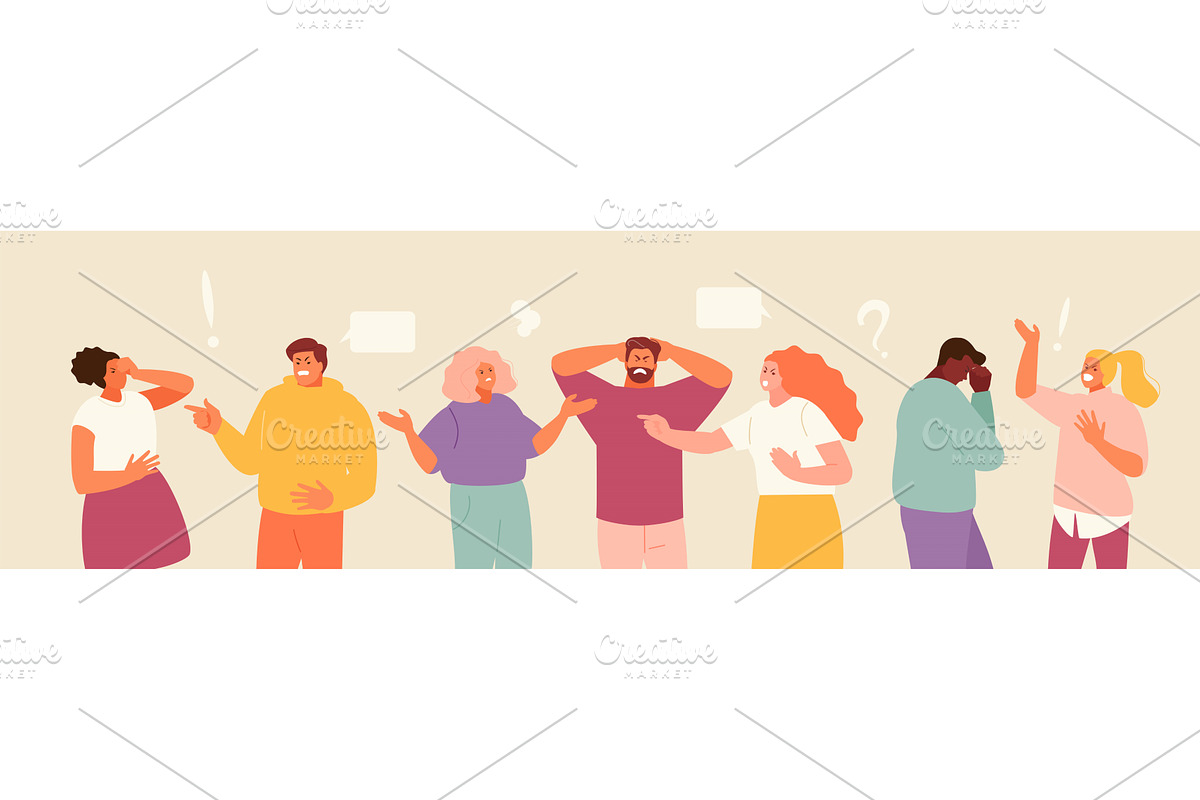 Angry people aggressively shout, a Person Illustration by artbesouro