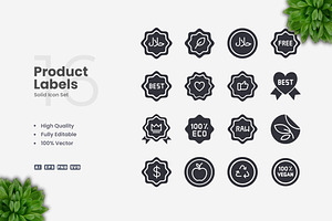 Product Labels Solid Icons, an Icon by Upnowgraphic