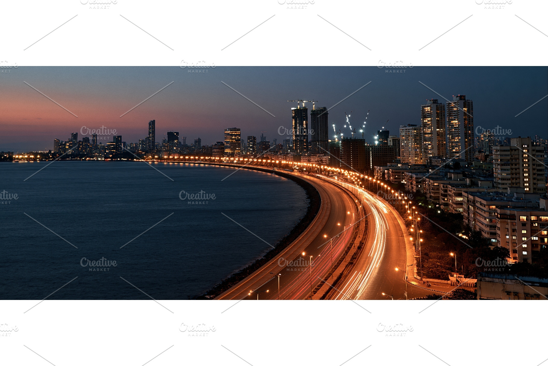 Mumbai Marine Drive Skyline at Night, an Architecture Photo by piter.goskov