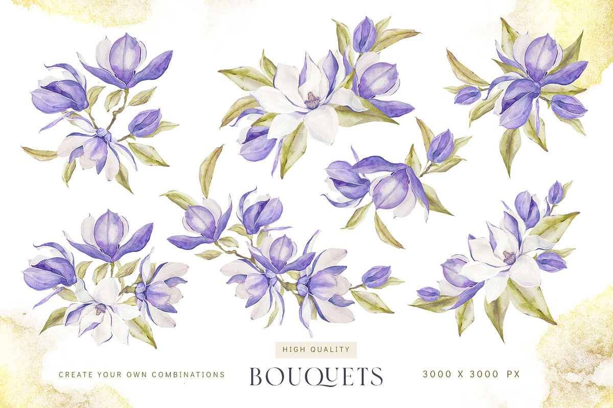 Watercolor magnolia clipart, an Illustration by MariGraphic boutique (Photo 3 of 10)