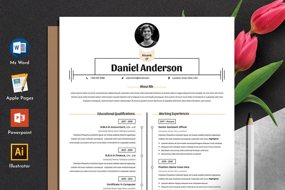 Resume Cv Template Word Apple Pages, a Resume Template by Tbunny (Photo 1 of 4)