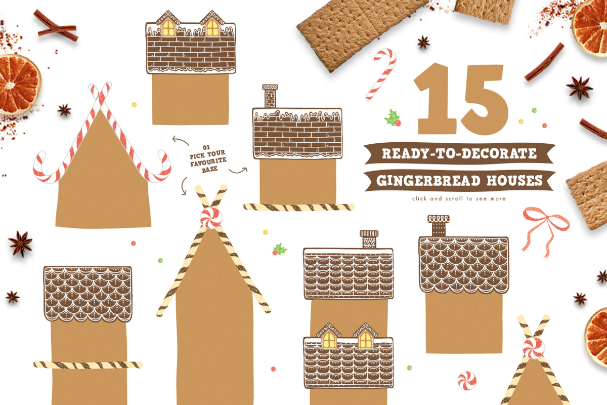 Christmas Gingerbread House Creator, a Decorative Illustration by Euonia Meraki (Photo 3 of 13)