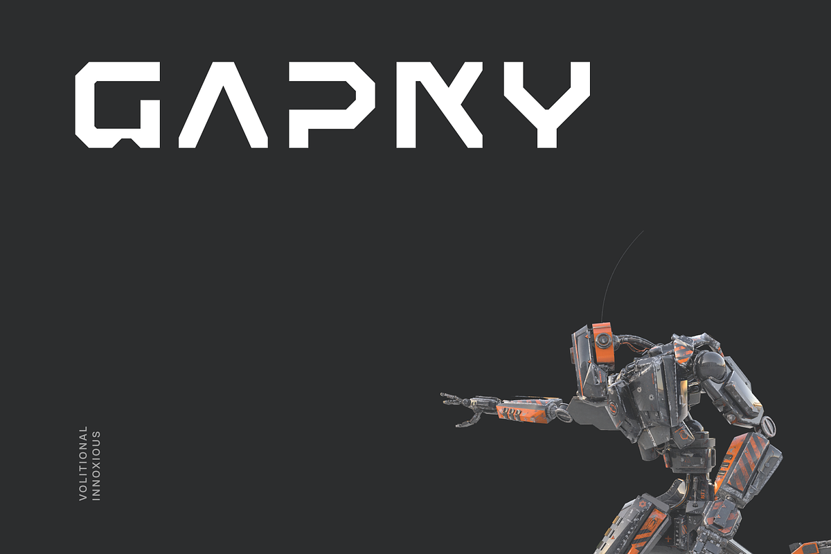 Gapky Futuristic Tech Font, a Font by baqoos (Photo 1 of 8)